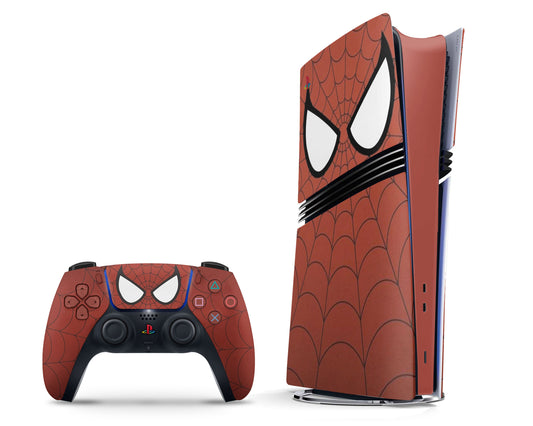 Lux Skins PS5 Pro Red Spiderman Webbing PS5 Pro Skins - Pop culture Spiderman Skin