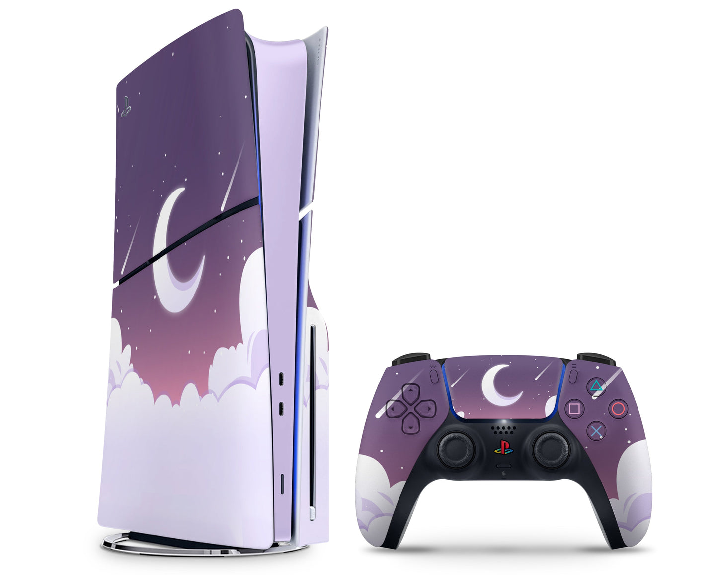 Lux Skins PS5 Slim Purple Dreamy Night Clouds PS5 Slim Skins - Art Clouds Skin