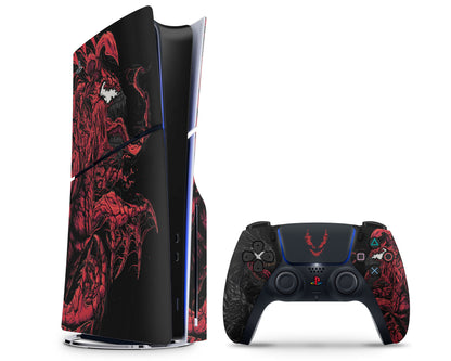 Lux Skins PS5 Slim Black Venom vs Carnage PS5 Slim Skins - Pop culture Comics Skin