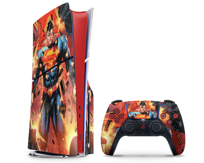 Lux Skins PS5 Slim Superman Cartoon PS5 Slim Skins - Pop culture Comics Skin