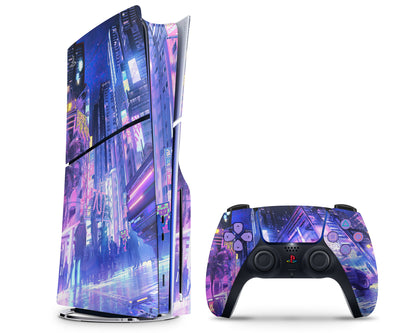 Lux Skins PS5 Slim Neon Tokyo City PS5 Slim Skins - Art  Skin