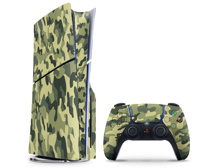 Lux Skins PS5 Slim Green Camo PS5 Slim Skins - Pattern Camo Skin