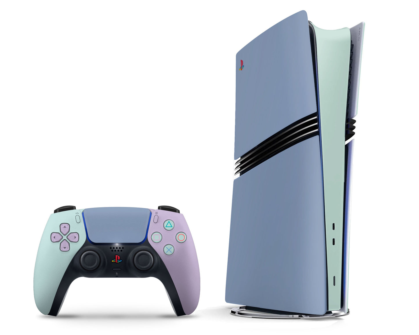 Lux Skins PS5 Pro Blue Mint Color Blocking PS5 Pro Skins - Solid Colours Colour Blocking Skin