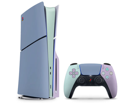 Lux Skins PS5 Slim Blue Mint Color Blocking PS5 Slim Skins - Solid Colours Colour Blocking Skin