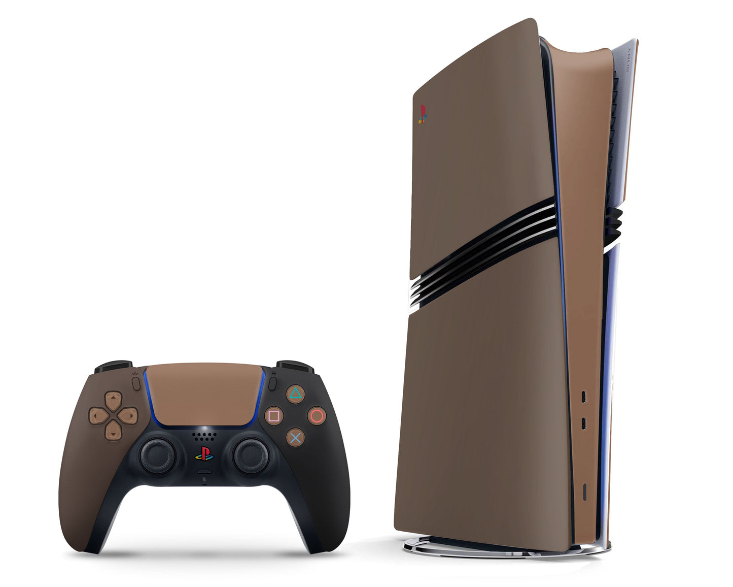 Lux Skins PS5 Pro Dark Chocolate Color Blocking PS5 Pro Skins - Solid Colours Colour Blocking Skin