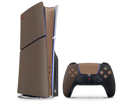 Lux Skins PS5 Slim Dark Chocolate Color Blocking PS5 Slim Skins - Solid Colours Colour Blocking Skin