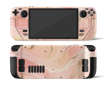 Lux Skins Steam Deck Ethereal Peach Pink Marble Steam Deck Skins - Pattern Marble Skin