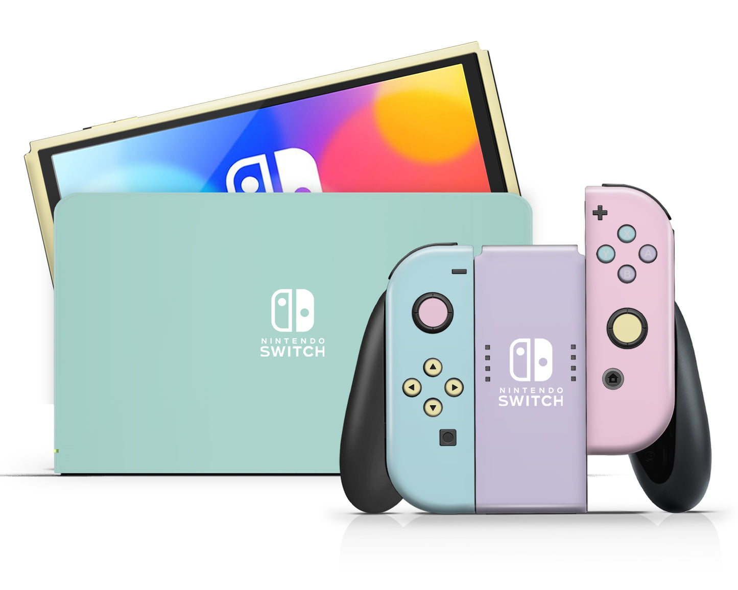 Seafoam Retro 80s Pastel Blocking Nintendo Switch OLED Skin Value Gift Set