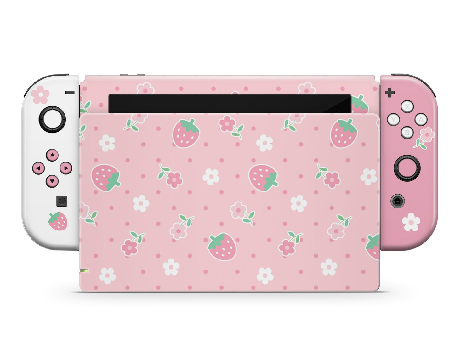 Kawaii Strawberry Daisy Nintendo Switch Skin