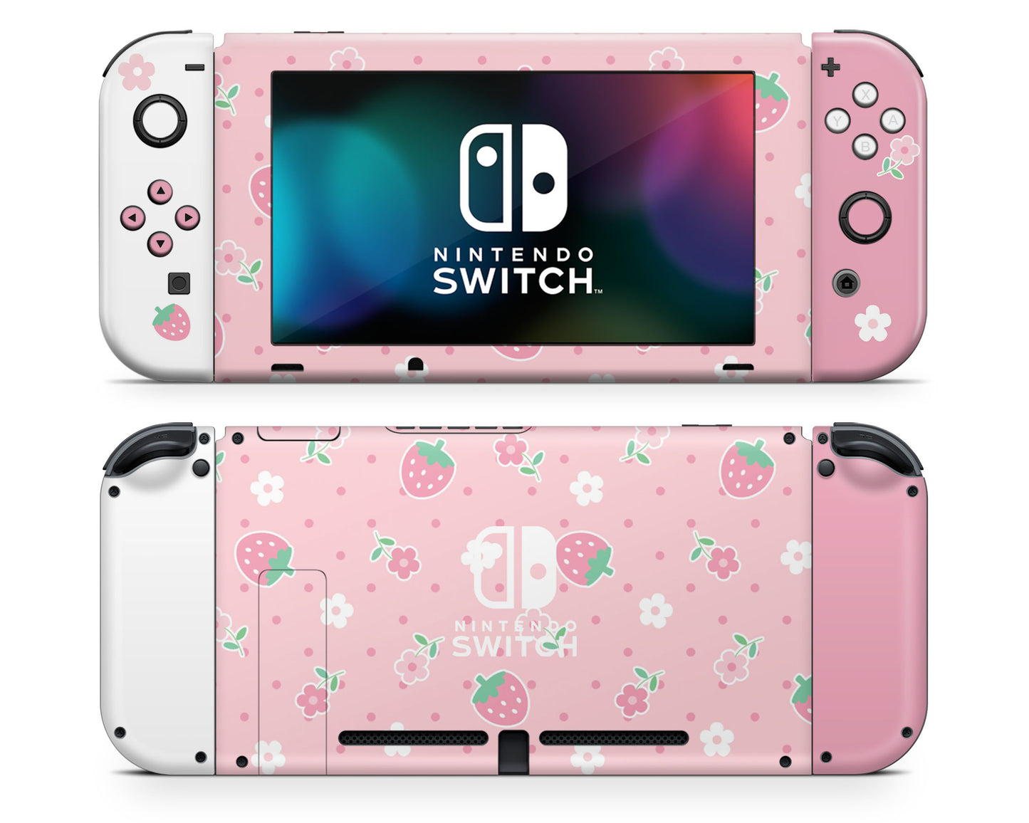 Kawaii Strawberry Daisy Nintendo Switch Skin