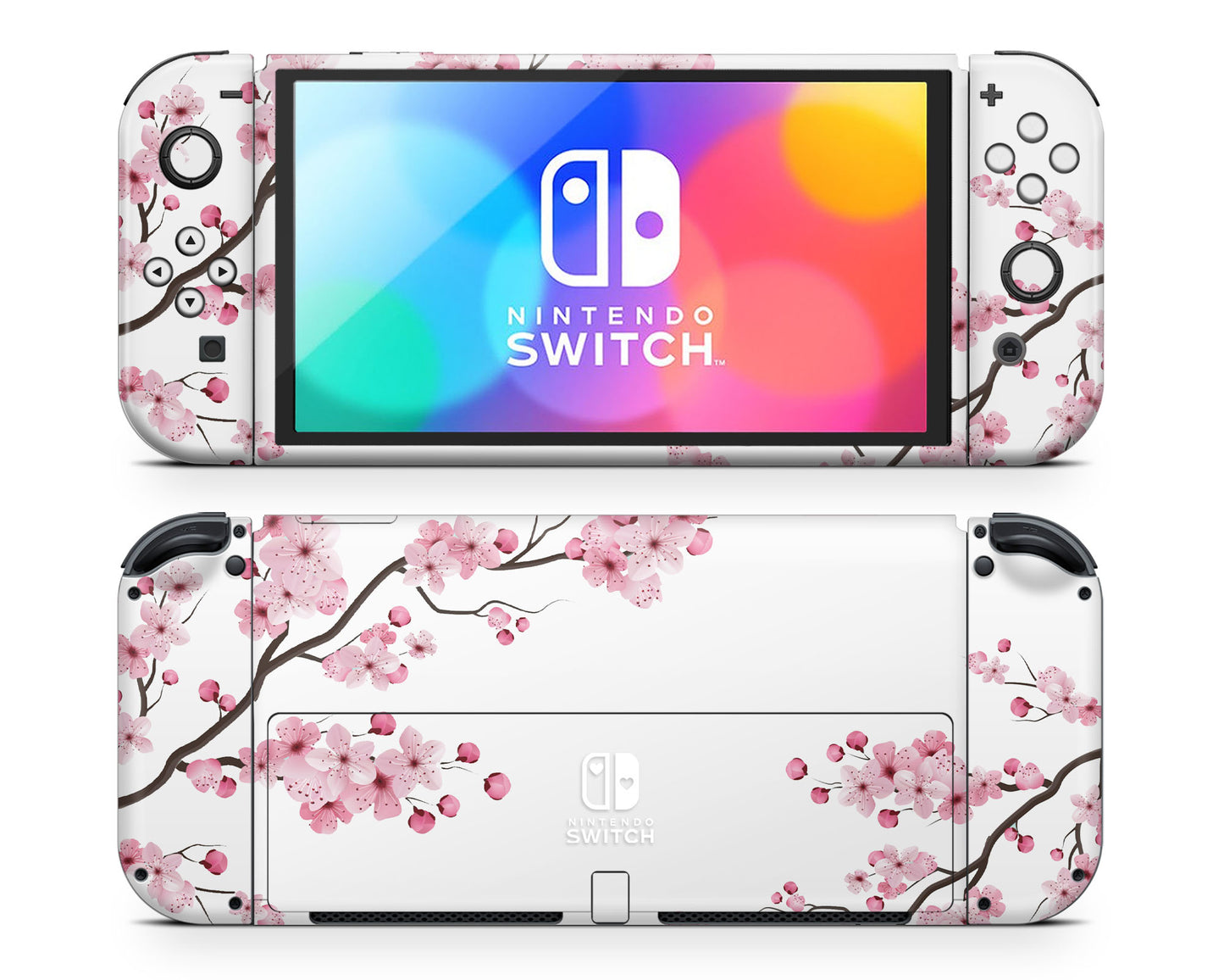 White Cherry Blossom Nintendo Switch OLED Skin