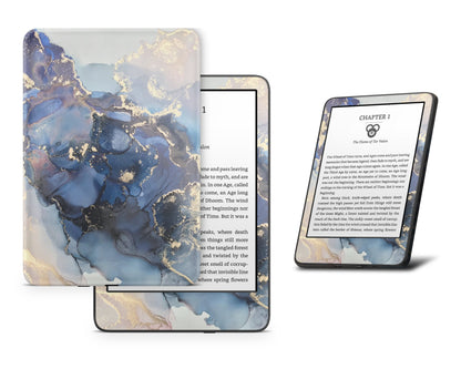 Lux Skins Kindle Ethereral Blue Gold Marble Kindle Gen 10 Skins - Pattern Marble Skin