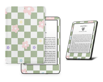 Lux Skins Kindle Danish Pastel Flower Green Kindle Gen 10 Skins - Art Floral Skin