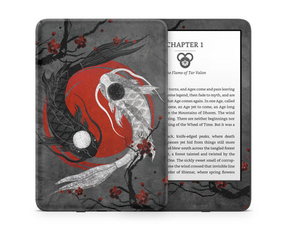 Lux Skins Kindle Yin Yang Rose Koi Kindle Gen 11 Skins - Art Artwork Skin