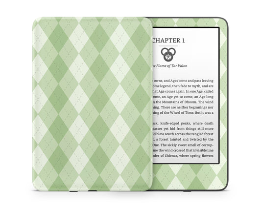 Lux Skins Kindle Matcha Argyle Kindle Gen 11 Skins - Art Artwork Skin