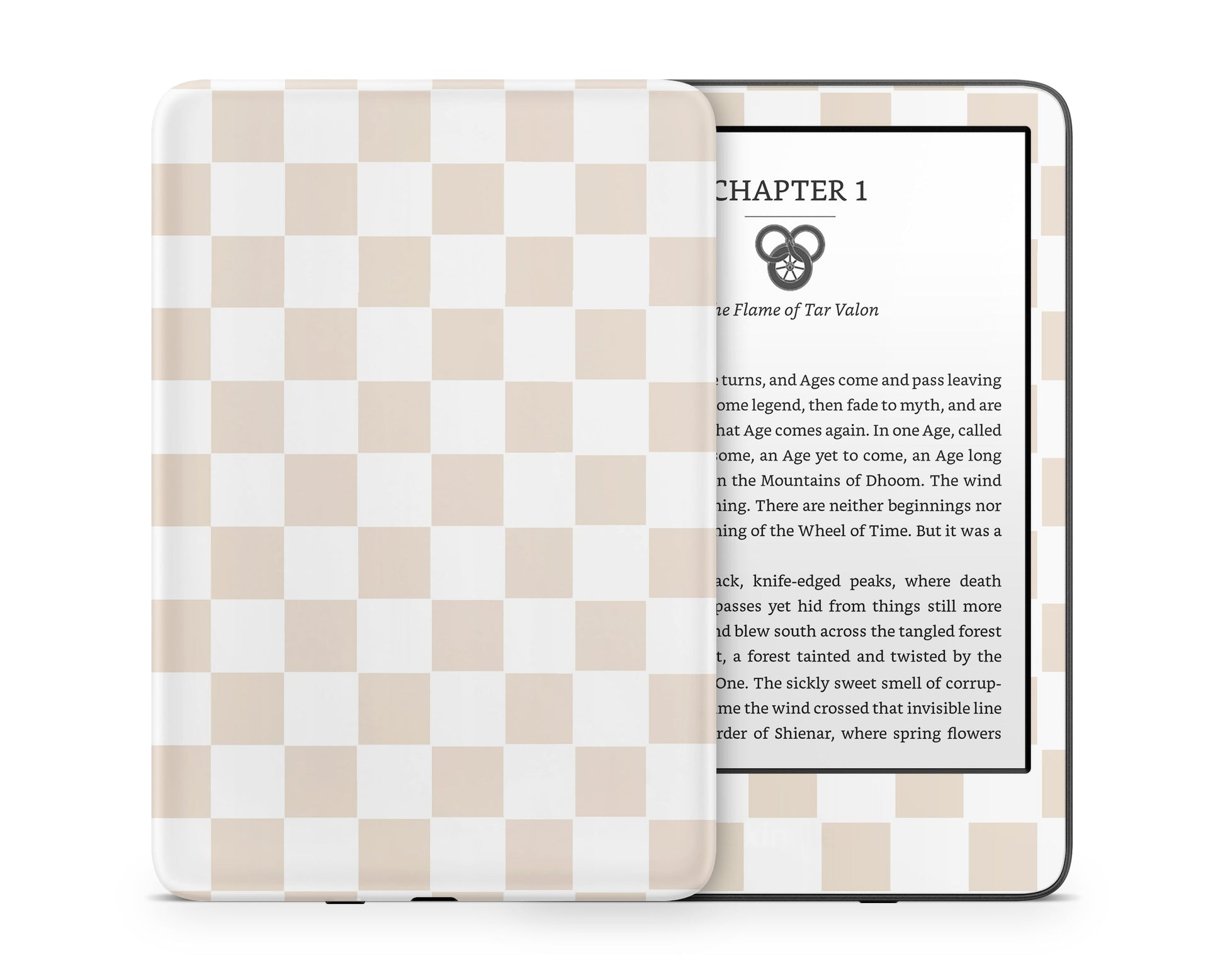 Lux Skins Kindle Checkered Beige Kindle Gen 11 Skins - Pattern Artwork Skin