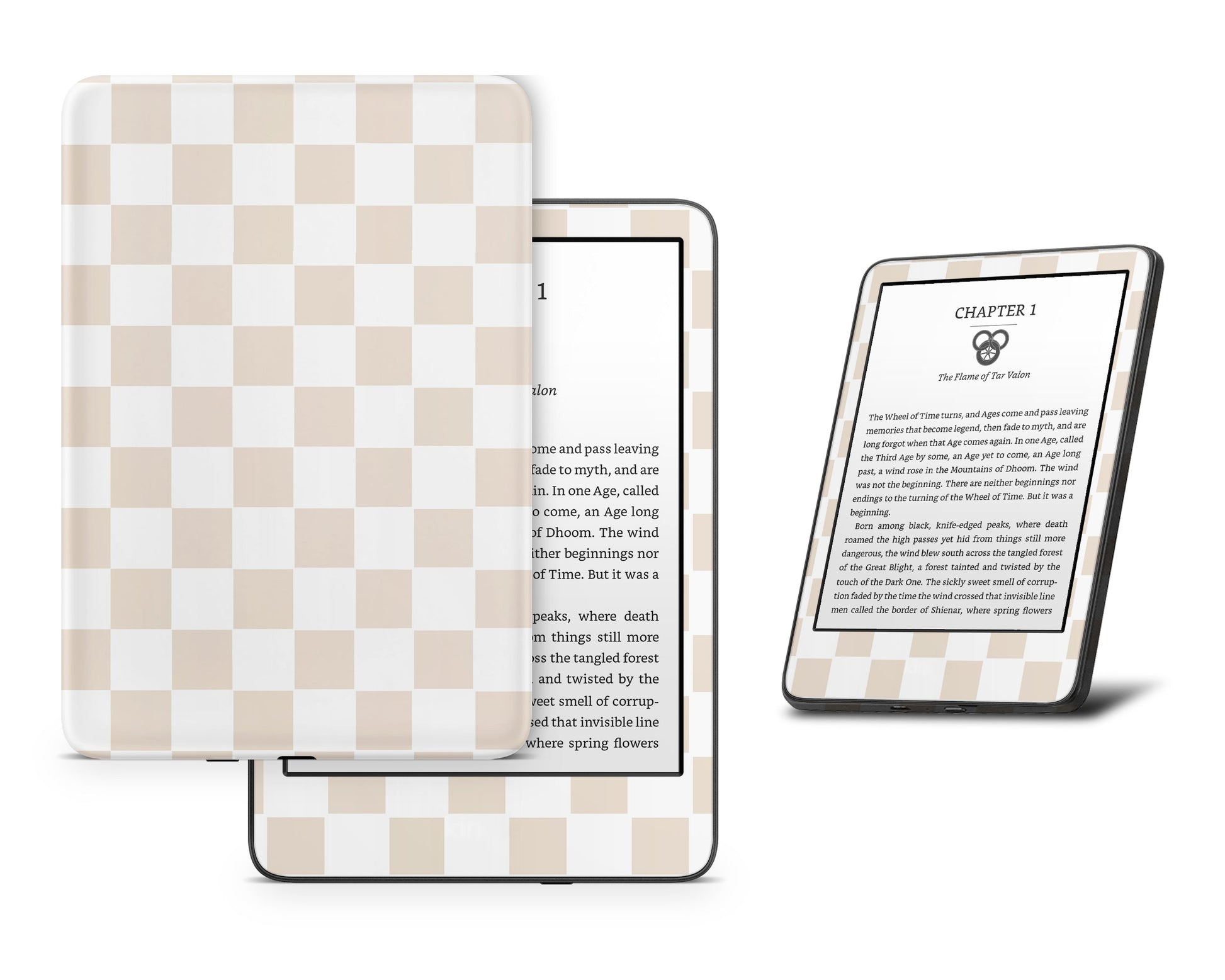 Lux Skins Kindle Checkered Beige Kindle Gen 10 Skins - Pattern Artwork Skin