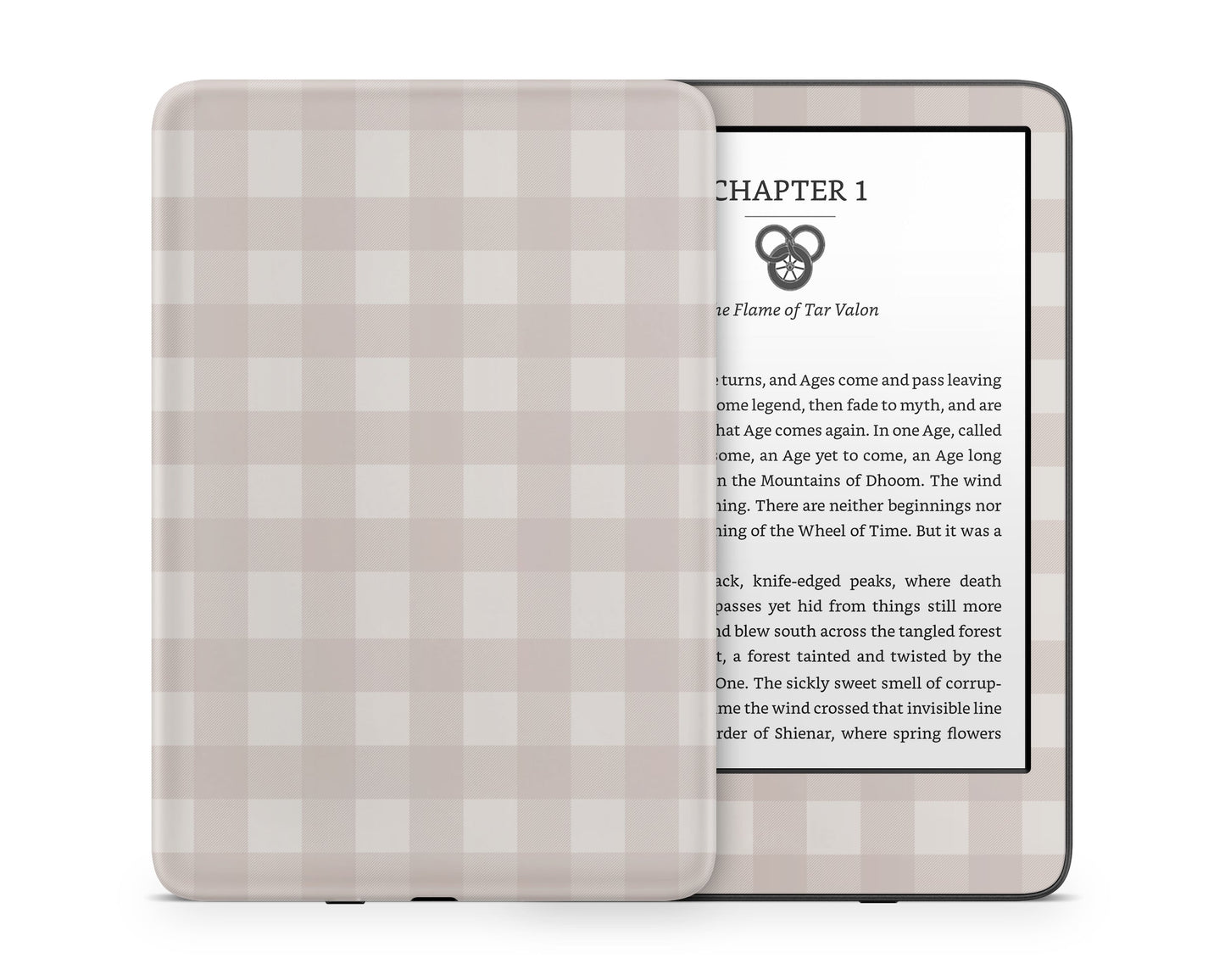 Lux Skins Kindle Beige Gingham Kindle Gen 11 Skins - Pattern Artwork Skin