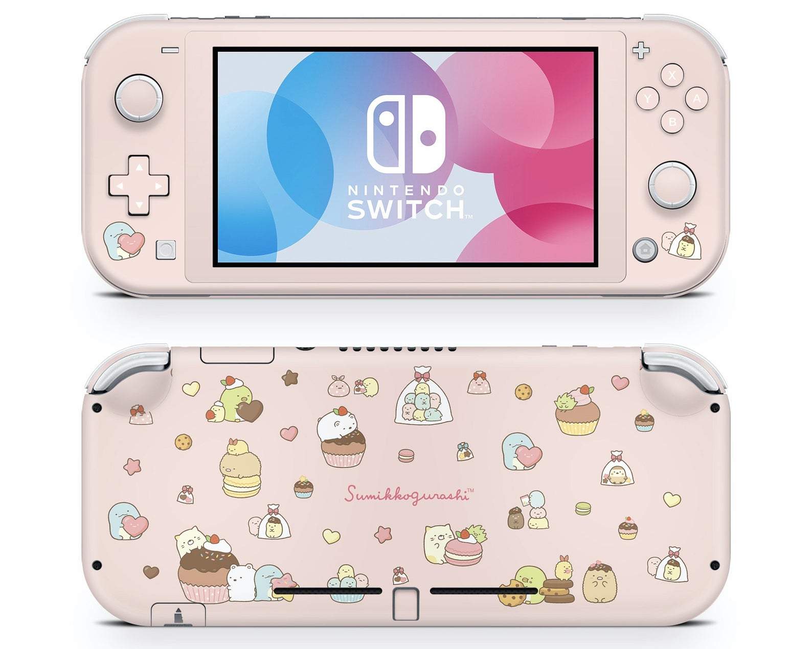 Lux Skins Nintendo Switch Lite Sumikko Gurashi Pink Cupcakes Full Set Skins - Pop culture Sumikko Gurashi Skin