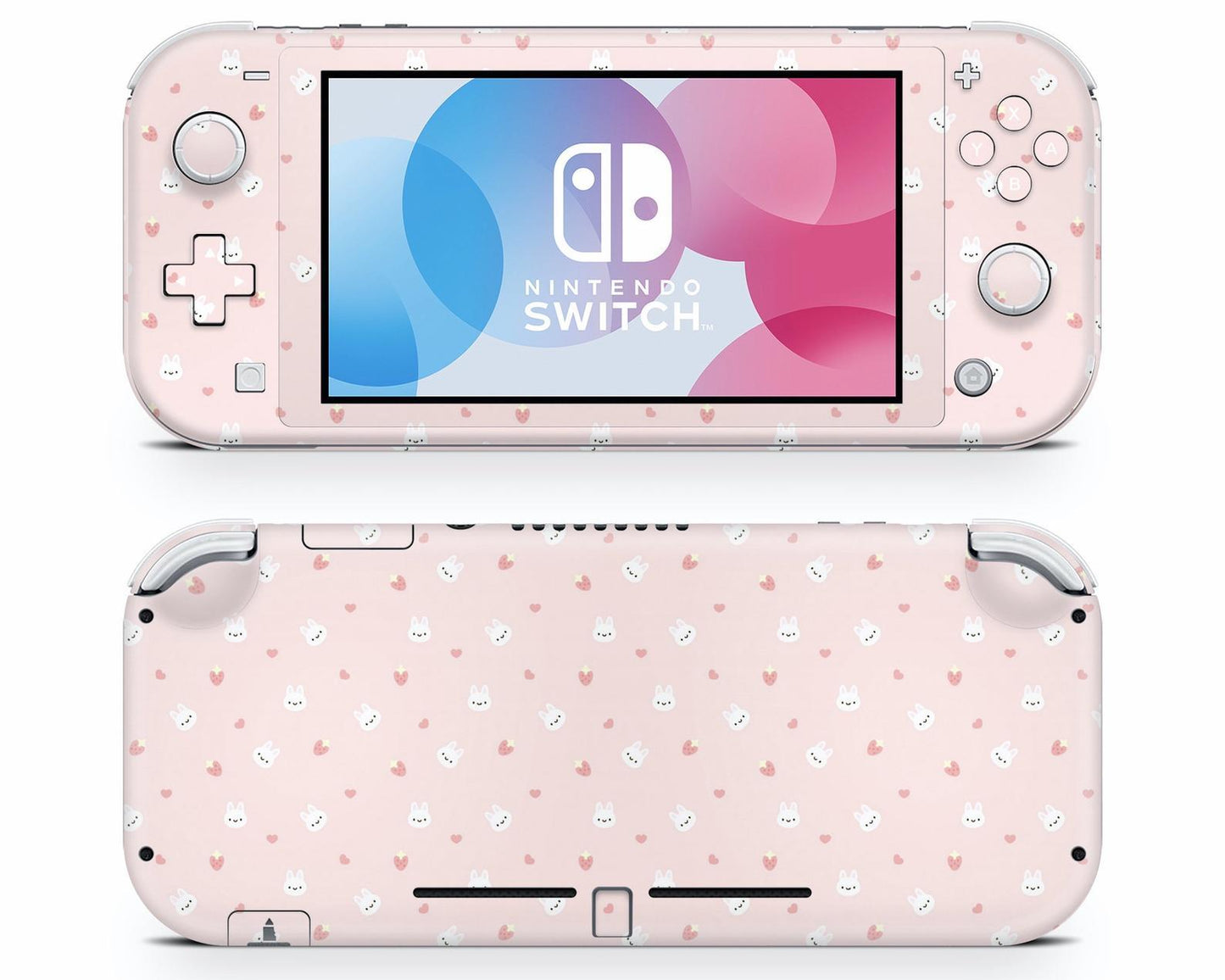 Lux Skins Nintendo Switch Lite Pink Strawberry Rabbit Full Set Skins - Art Animals Skin