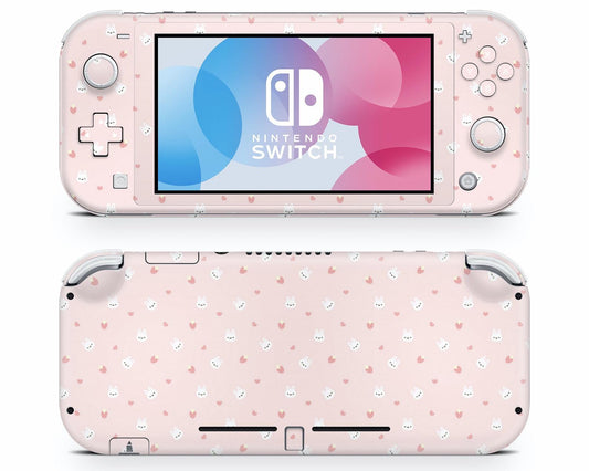 Lux Skins Nintendo Switch Lite Pink Strawberry Rabbit Full Set Skins - Art Animals Skin