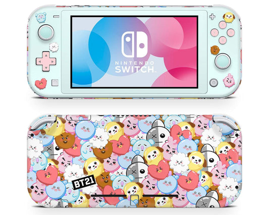 Lux Skins Nintendo Switch Lite BT21 BTS Mint Blue Full Set Skins - Pop culture BTS Skin