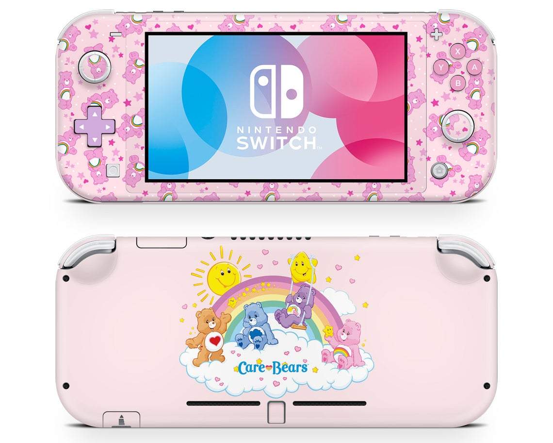 Lux Skins Nintendo Switch Lite Care Bears Rainbow Pink Full Set Skins - Pop culture Care Bears Skin