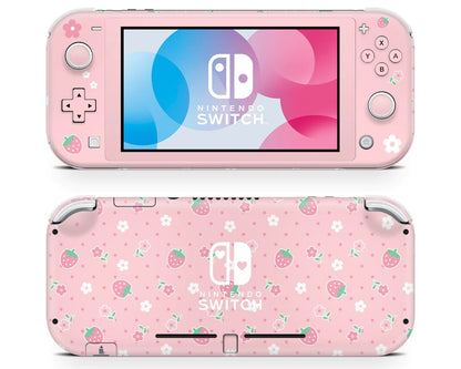 Kawaii Strawberry Daisy Nintendo Switch Lite Skin