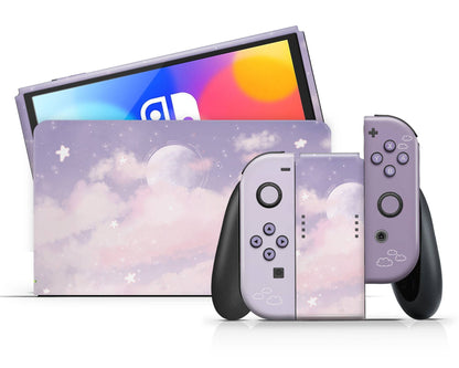 Lux Skins Nintendo Switch OLED Purple Clouds Classic no logo Skins - Art Clouds Skin