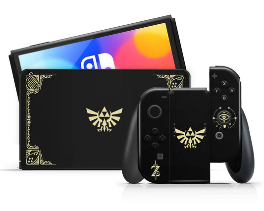 Lux Skins Nintendo Switch OLED Zelda Hyrule Warriors Black Full Set Skins - Pop Culture Zelda Skin