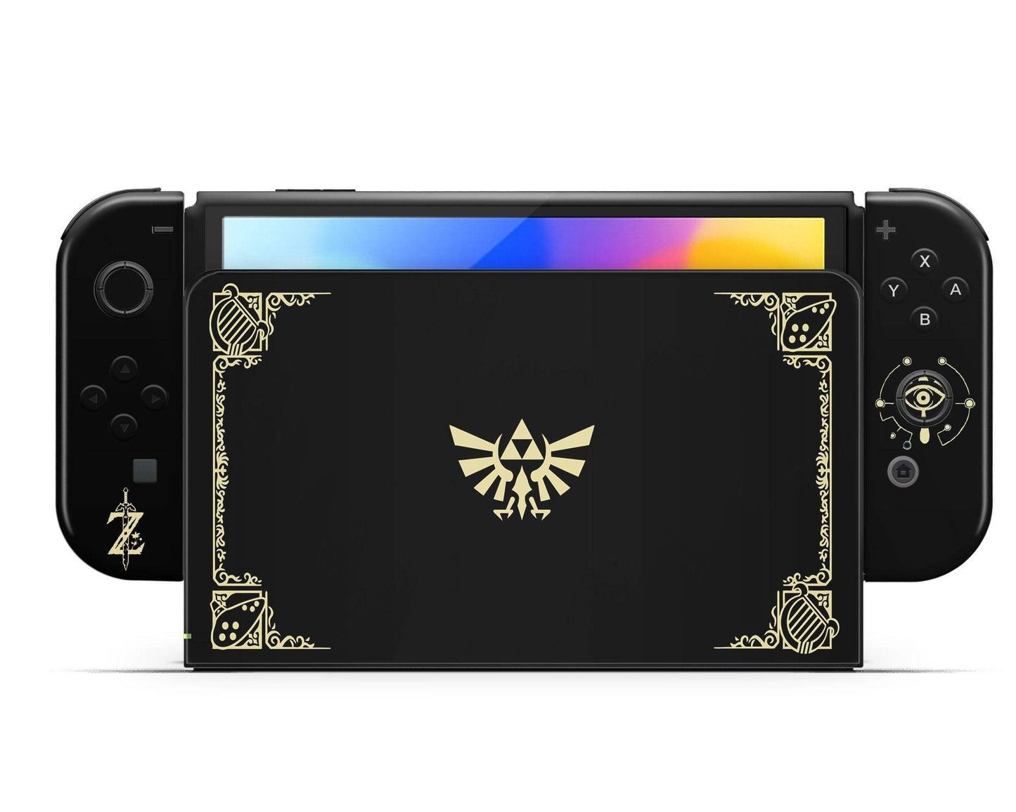 Lux Skins Nintendo Switch OLED Zelda Hyrule Warriors Black Full Set Skins - Pop Culture Zelda Skin