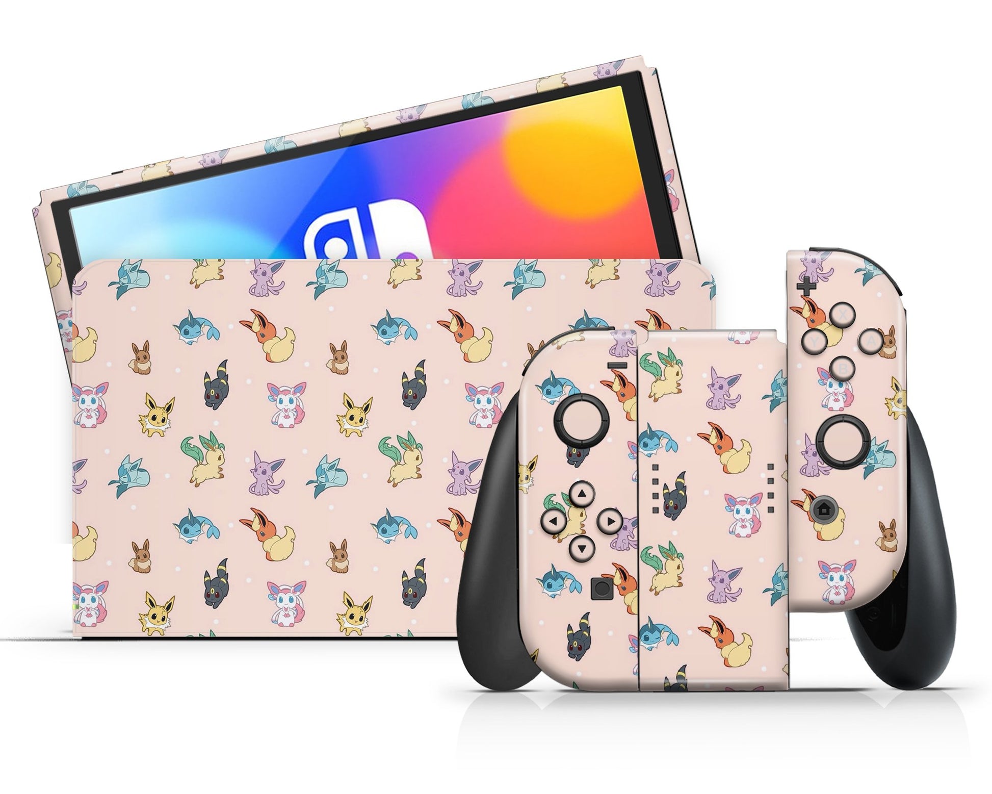 Lux Skins Nintendo Switch OLED Pokemon Eevee Evolution Full Set Skins - Pop culture Pokemon Skin