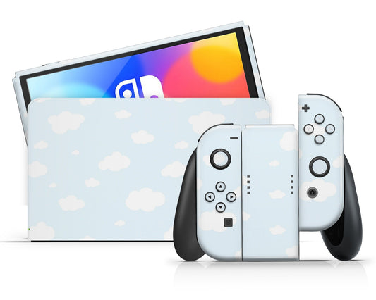 Lux Skins Nintendo Switch OLED Cute Blue Clouds Classic no logo Skins - Art Clouds Skin