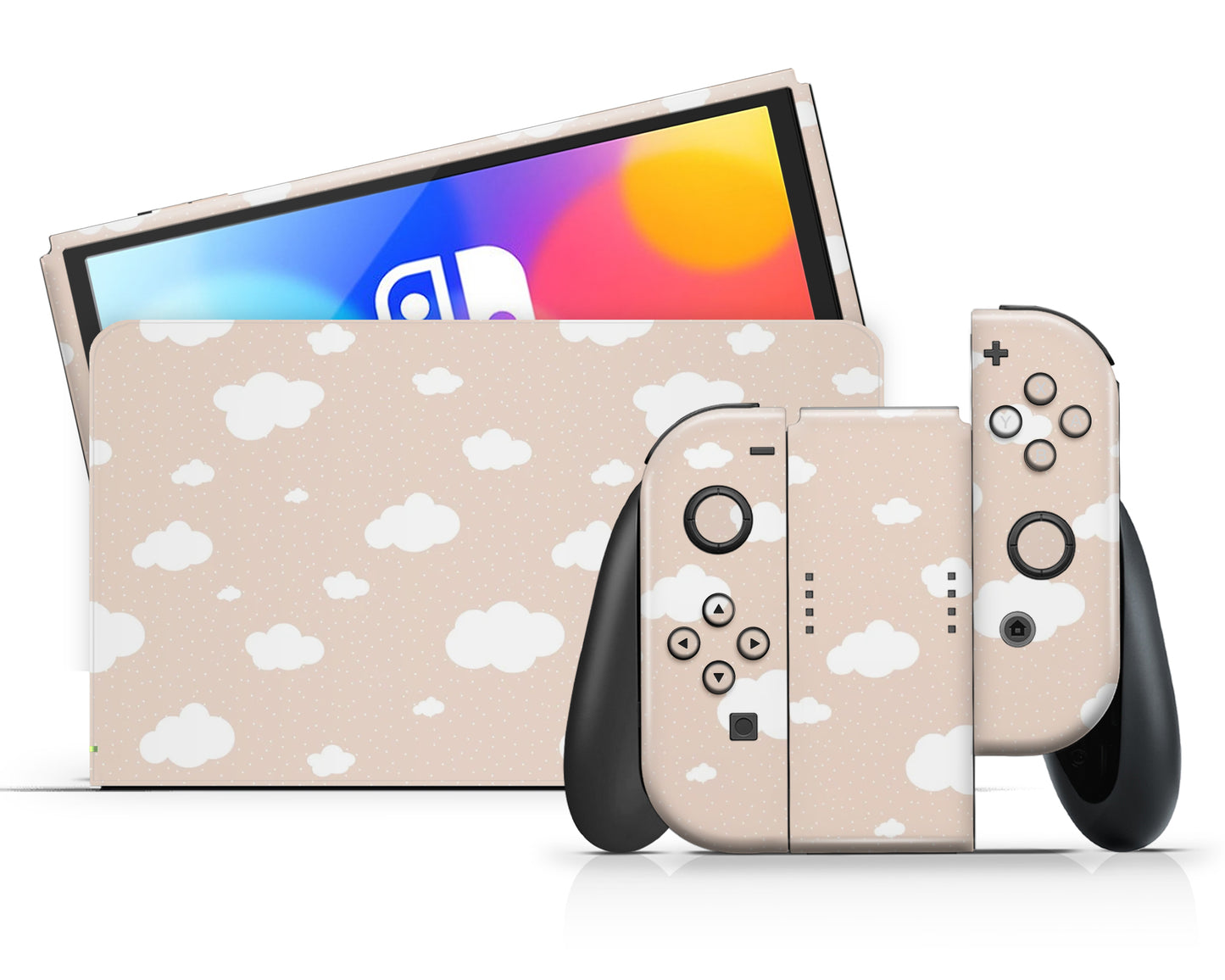 Cute Beige Clouds Nintendo Switch Skin