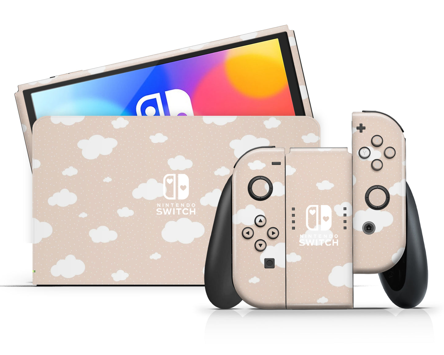 Cute Beige Clouds Nintendo Switch Skin