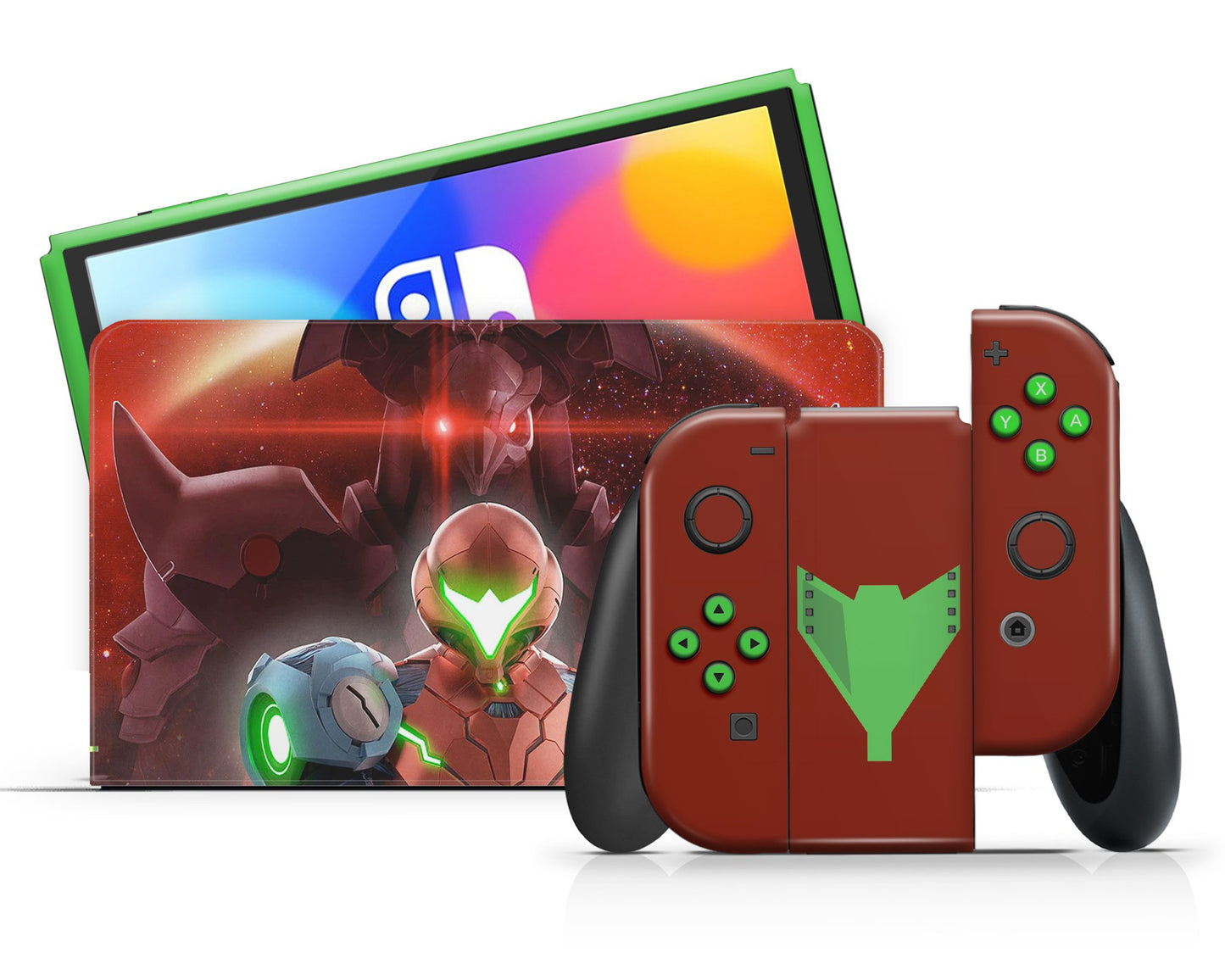 Lux Skins Nintendo Switch OLED Dark Metroid Dread Full Set Skins - Pop Culture Metroid Skin