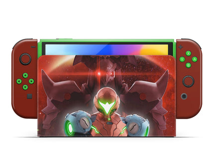 Lux Skins Nintendo Switch OLED Dark Metroid Dread Full Set Skins - Pop Culture Metroid Skin