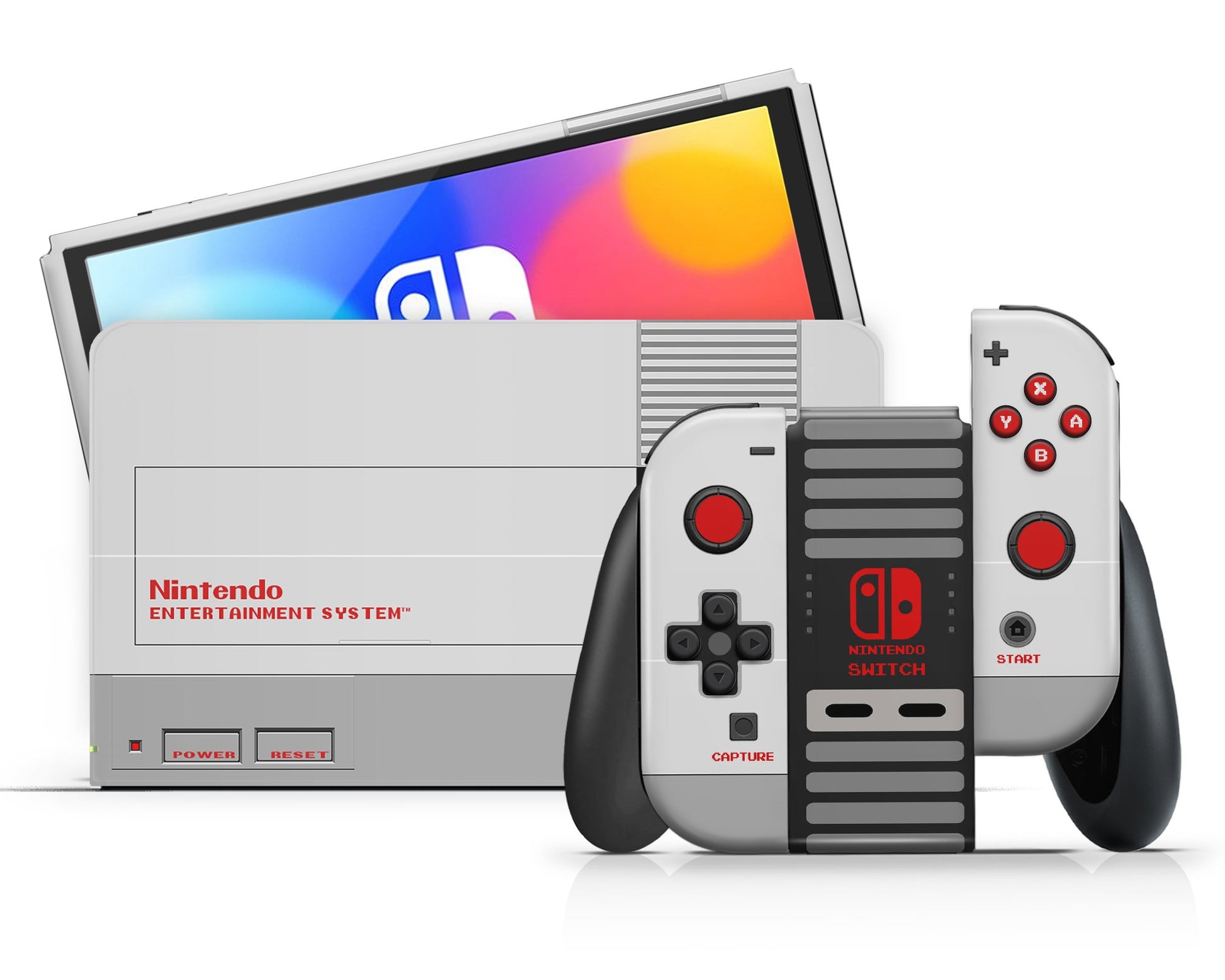 Lux Skins Nintendo Switch OLED Retro NES Full Set Skins - Pop culture Retro Skin