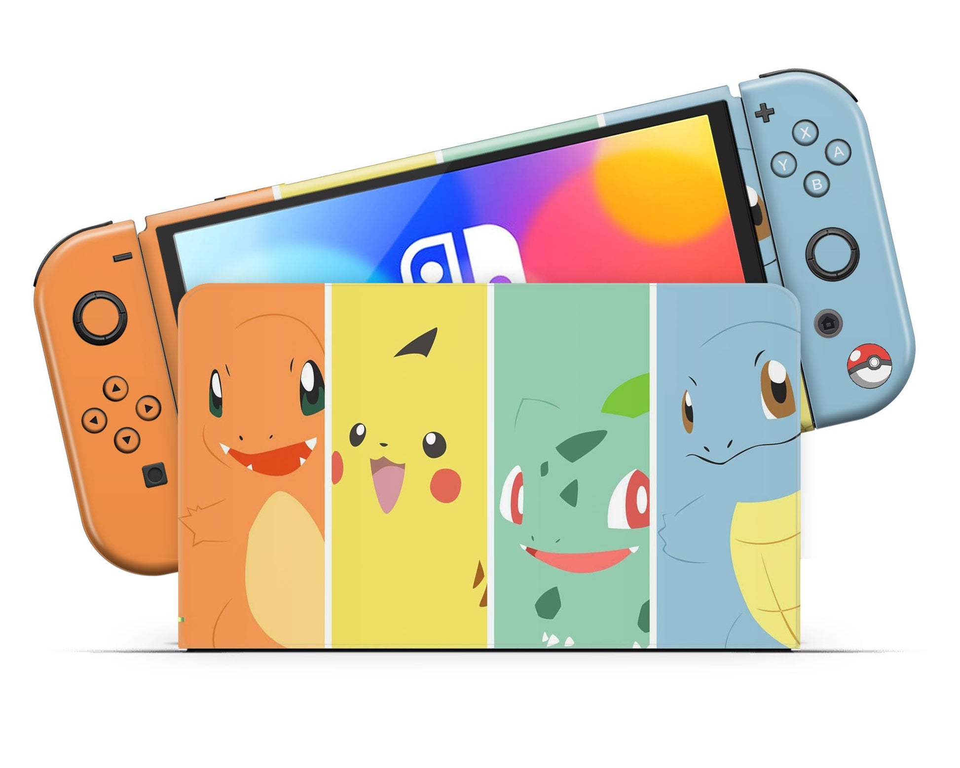 Lux Skins Nintendo Switch OLED Pokemon Kanto Starter Full Set Skins - Pop culture Pokemon Skin