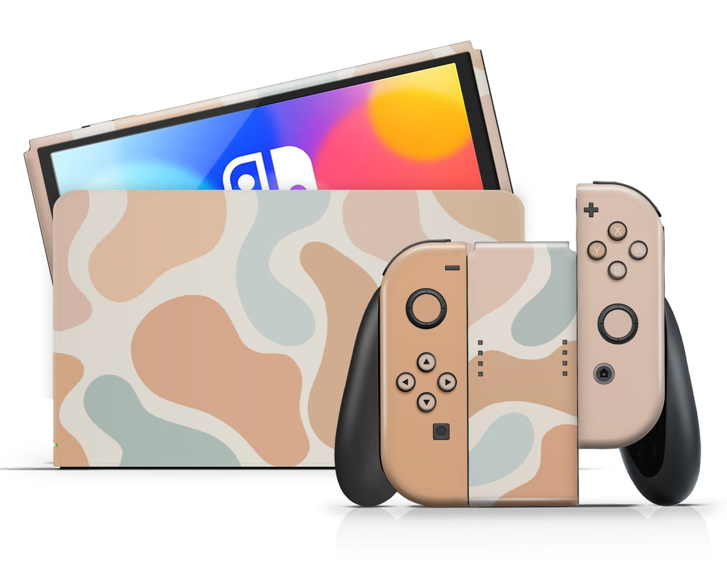 Lux Skins Nintendo Switch OLED Boho Neutral Cow Print Classic no logo Skins - Art Animals Skin