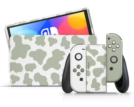 Lux Skins Nintendo Switch OLED Sage Cow Pattern Classic no logo Skins - Art Animals Skin