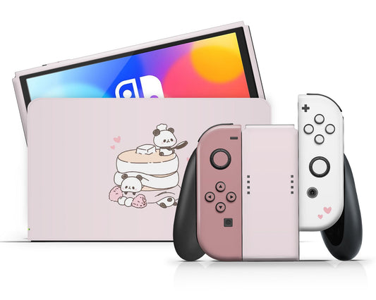 Lux Skins Nintendo Switch OLED Cute Panda Pancakes Full Set Skins - Art Animals Skin