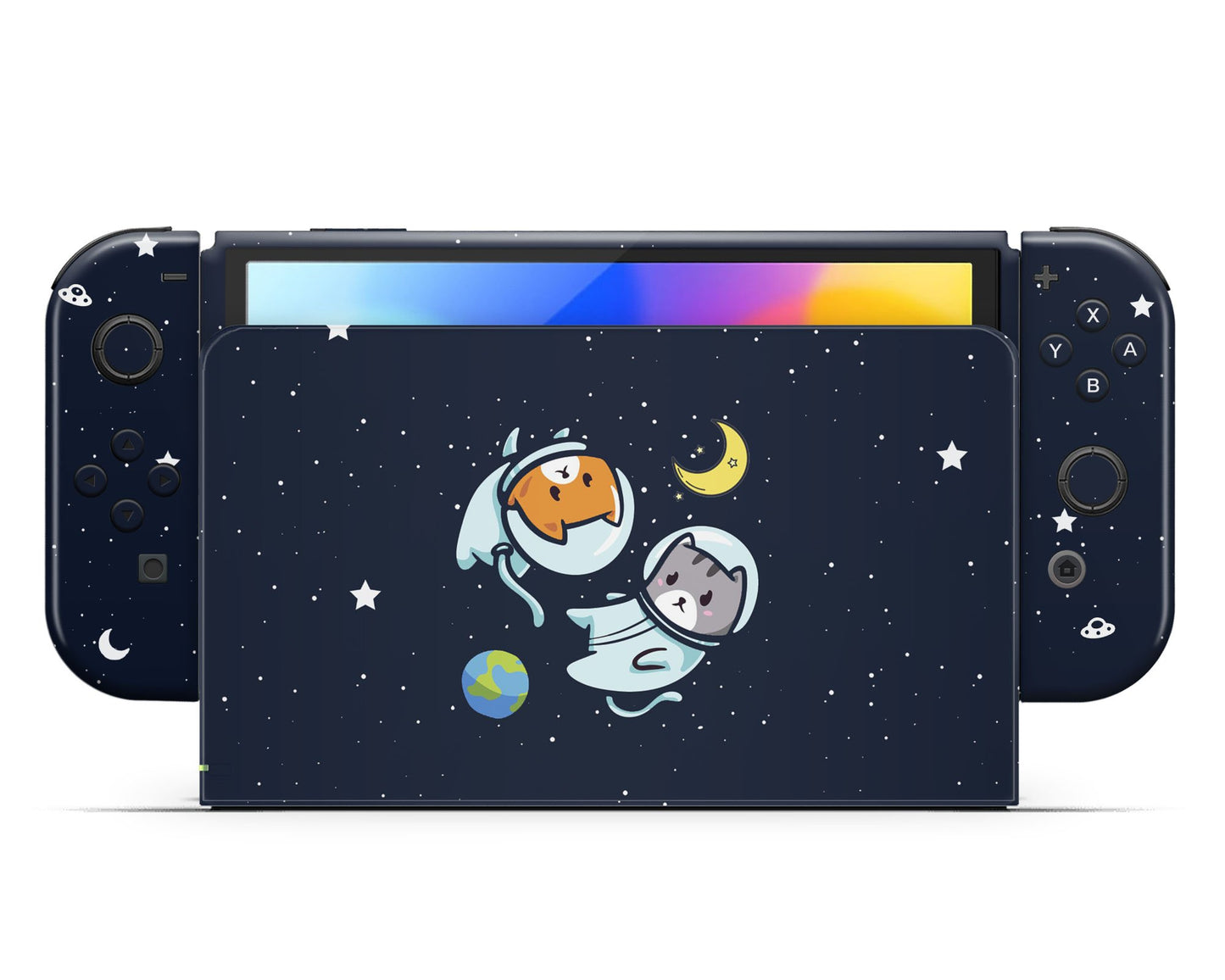 Lux Skins Nintendo Switch OLED Cute Space Kitty Cat Full Set Skins - Art Animals Skin