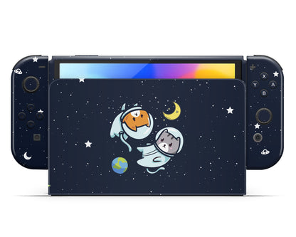 Lux Skins Nintendo Switch OLED Cute Space Kitty Cat Full Set Skins - Art Animals Skin