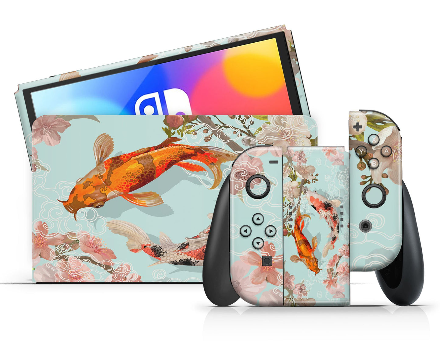 Lux Skins Nintendo Switch OLED Yin Yang Koi Rose Light Classic no logo Skins - Art Artwork Skin