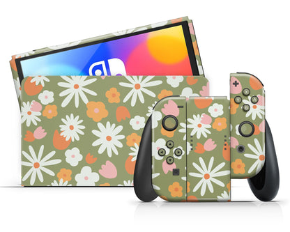 Lux Skins Nintendo Switch OLED Vintage Floral Classic no logo Skins - Art Floral Skin