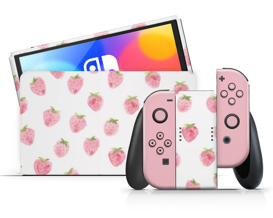 Lux Skins Nintendo Switch OLED Strawberry Pattern Cute Classic no logo Skins - Pattern Fruits Skin