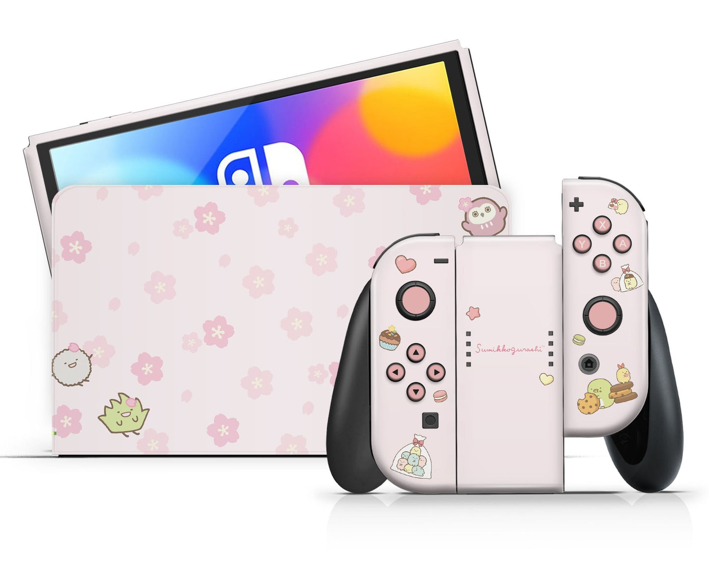 Lux Skins Nintendo Switch OLED Sumikko Gurashi Pink Full Set Skins - Pop Culture Sumikko Gurashi Skin