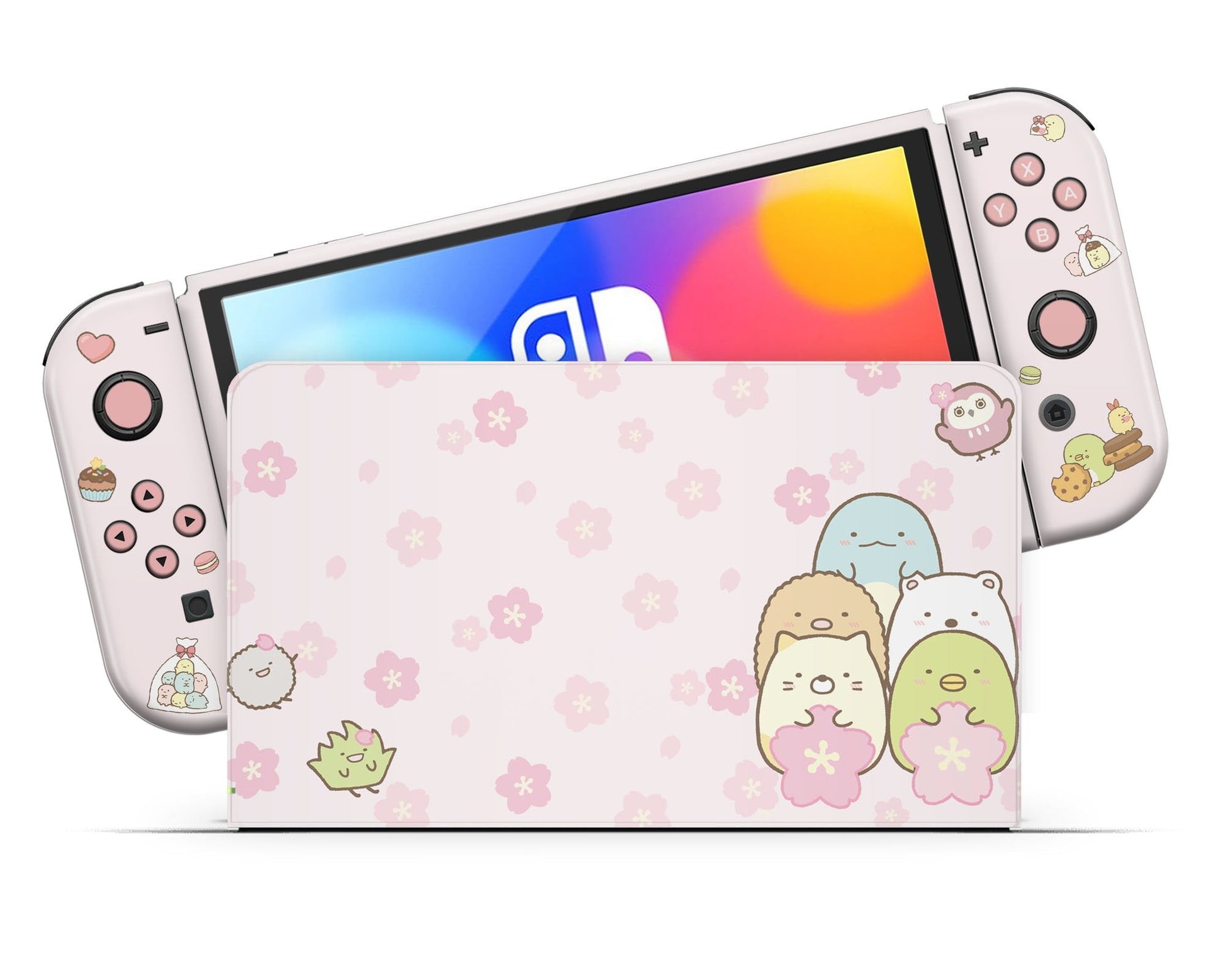 Lux Skins Nintendo Switch OLED Sumikko Gurashi Pink Full Set Skins - Pop Culture Sumikko Gurashi Skin