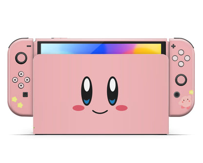 Lux Skins Nintendo Switch OLED Kirby Pastel Pink Full Set Skins - Pop culture Kirby Skin